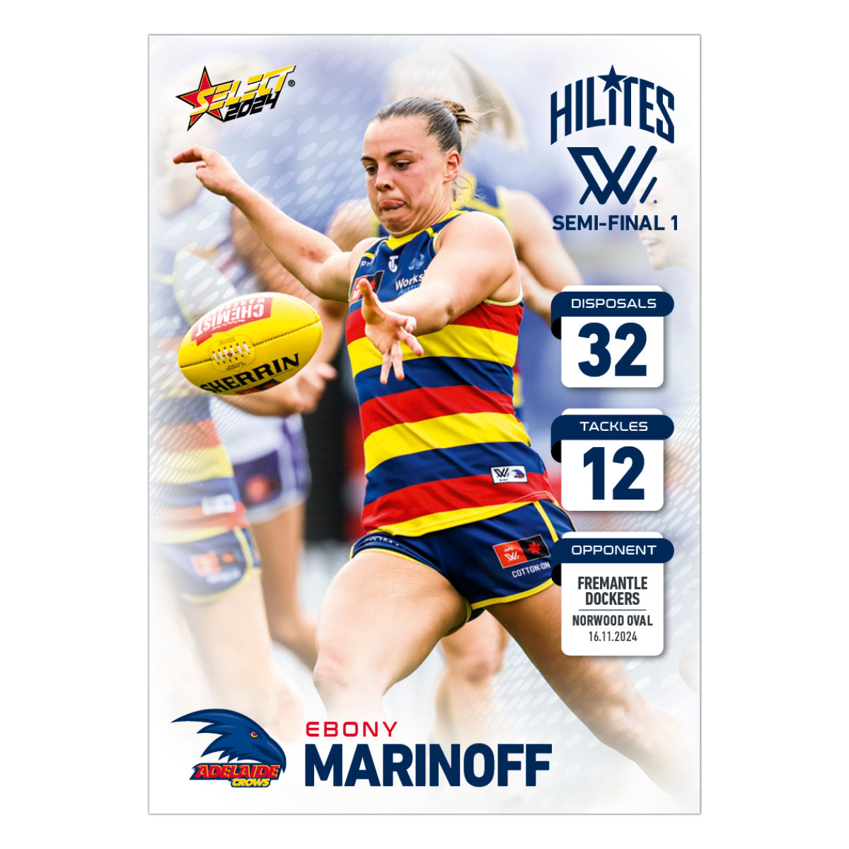 AFLW Season 9 Week 2 Finals Semi Final 1 - Ebony Marinoff - Adelaide