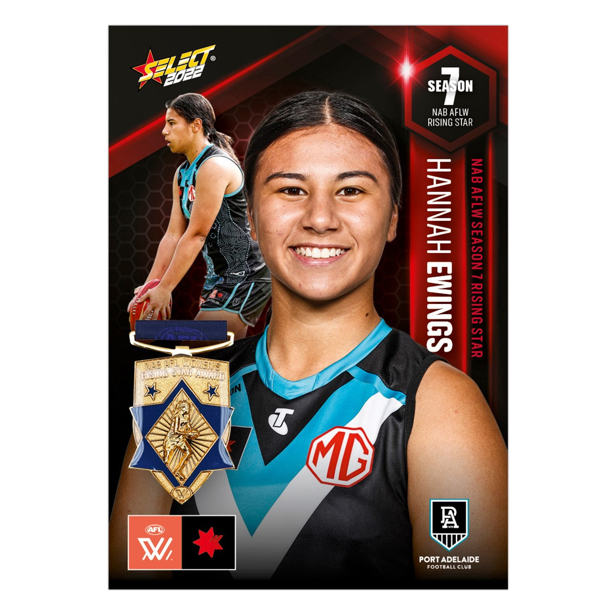 AFLW Season 7 Rising Star Winner - Hannah Ewings - Port Adelaide