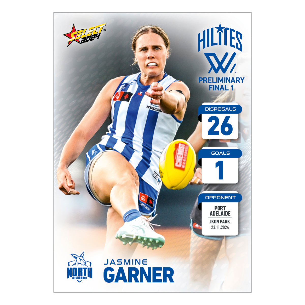 AFLW Season 9 Week 3 Finals Preliminary Final 1 - Jasmine Garner - North Melbourne