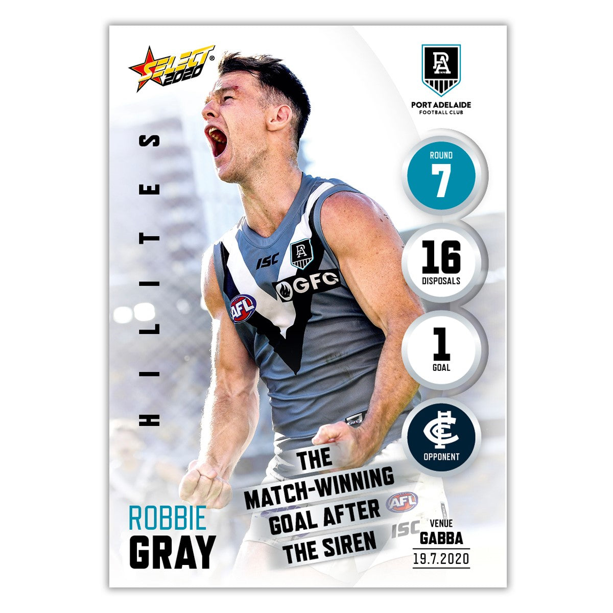 2020 Round 7 Hilite - Robbie Gray - Port Adelaide