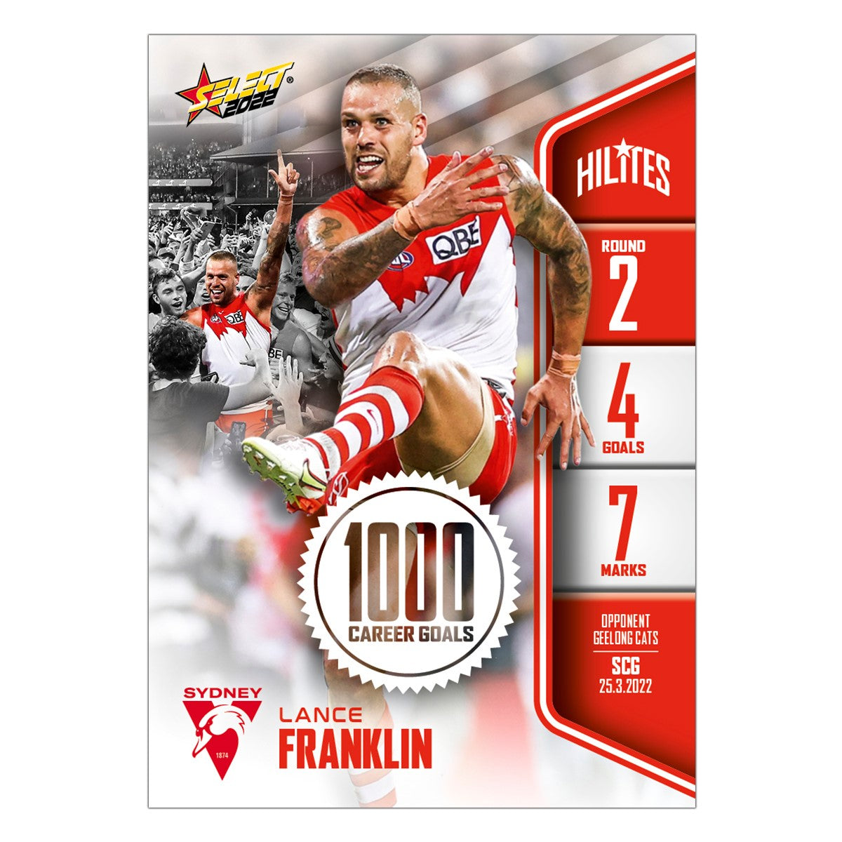 2022 Round 2 Hilites - Lance Franklin - Sydney Swans