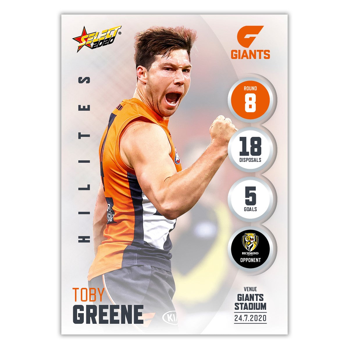 2020 Round 8 Hilite - Toby Greene - GWS