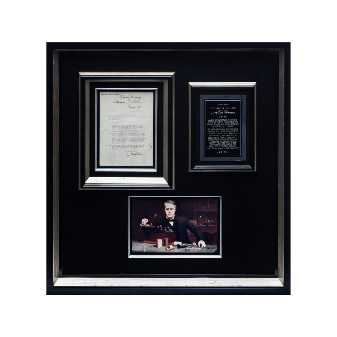 Thomas Edison Framed Signed Framed Document 38x35