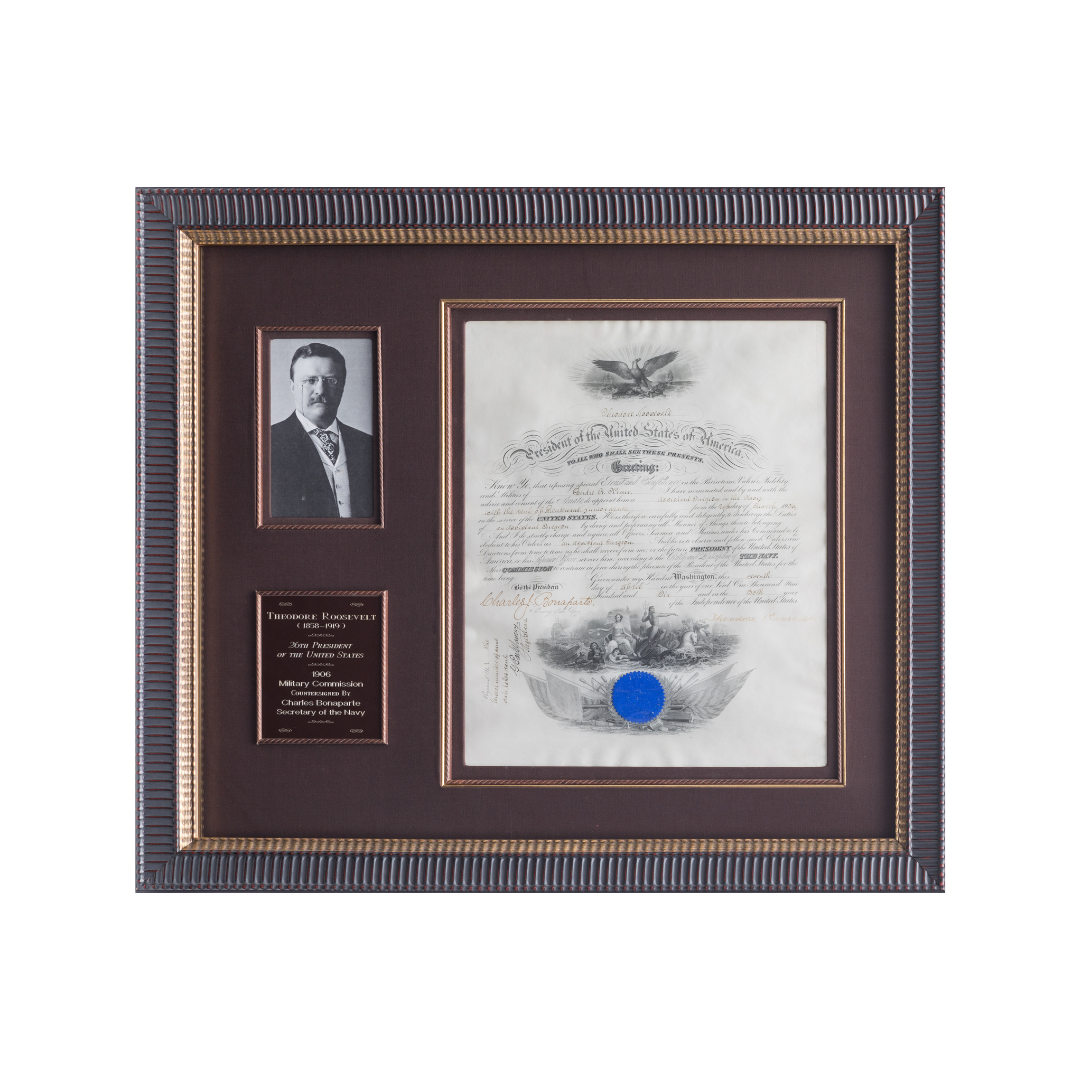 Theodore Roosevelt Framed 1906 Military Commission 30x34