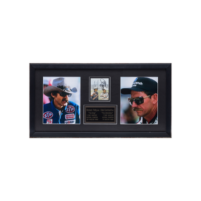 Richard Petty Dale Earnhardt Dual Autograph Framed Prints. COA Beckett